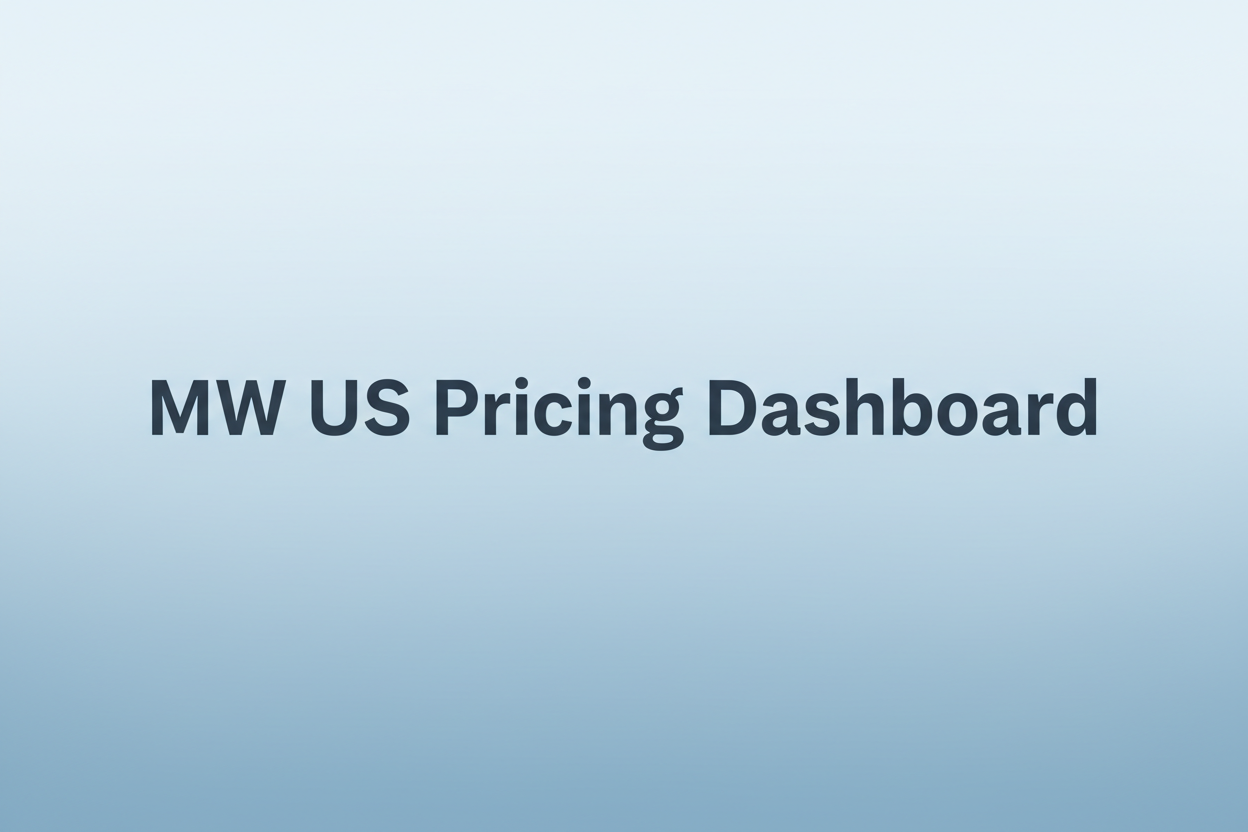 generate a stock image with only these words : MW US Pricing Dashboard. add a subtle background color