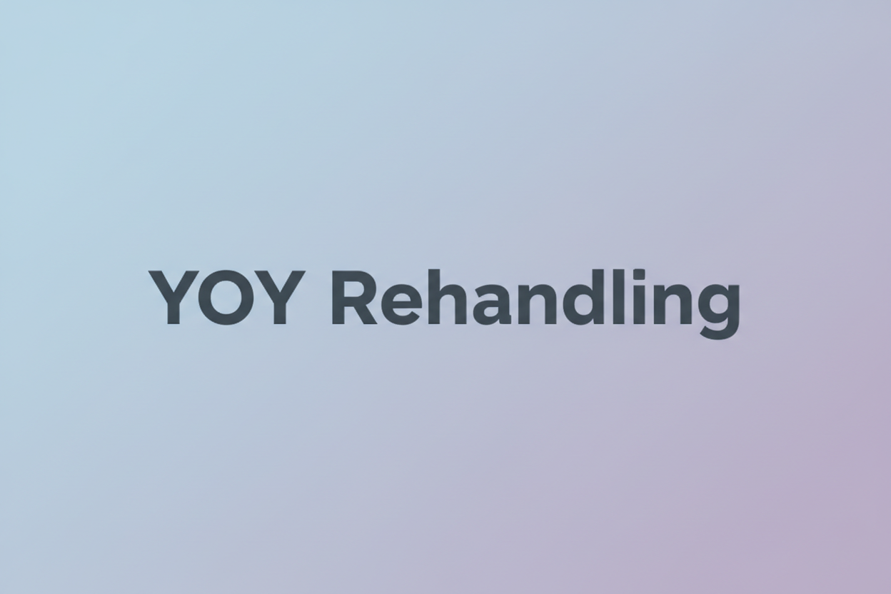 generate a stock image with only these words : YOY Rehandling . add a subtle background color
