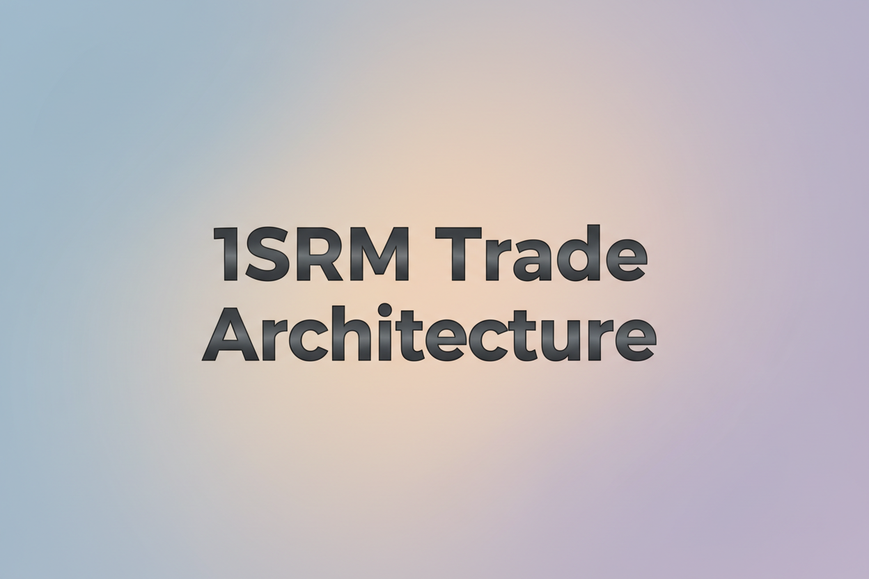 Generate stock image with only these words "1SRM Trade Architecture" ..Add a background which is plain and simple and gradient 