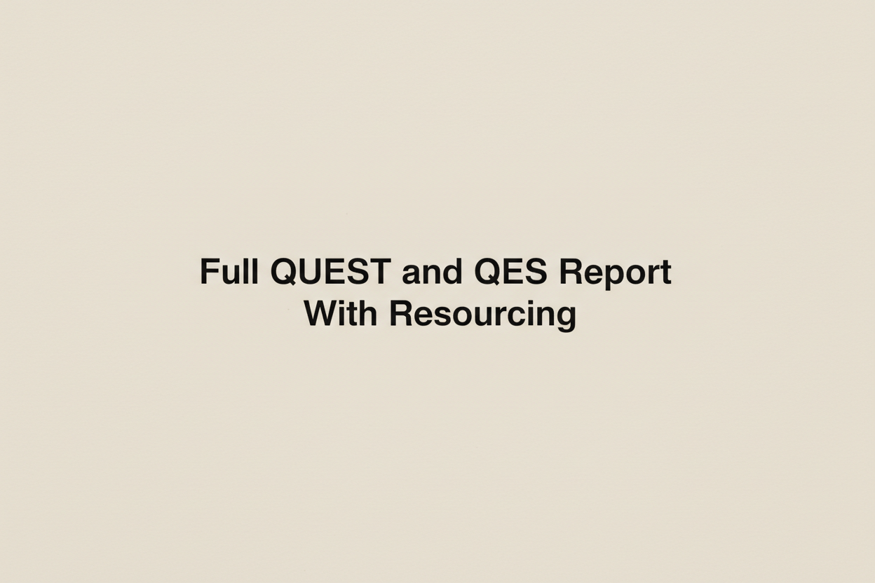 just keep only these words : Full QUEST and QES Report With Resourcing